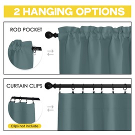 NICETOWN Window Valances for Living Room, Rod Pocket Light Blocking Thermal Insulated Blackout Farmhouse Kitchen Valance for Small Windows 42 x 16 Inch Length, Greyish Blue, 1 Panel