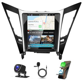 9.7 Inch Android 13 Car Stereo for Hyundai Sonata 2011-2015 IPS HD Touch Screen Double Din Car Audio Receiver w/Wireless Carplay Android Auto GPS Navigation Bluetooth Wifi SWC Backup Camera Mic, 2+32G