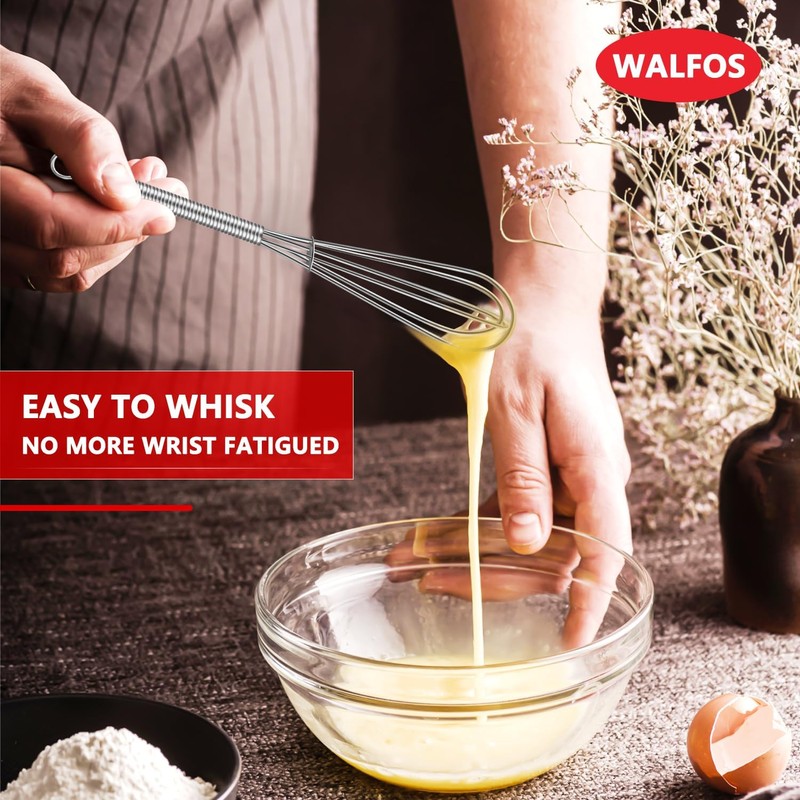 Walfos Mini Whisks, Small Whisk Bulk 304 Stainless Steel 6