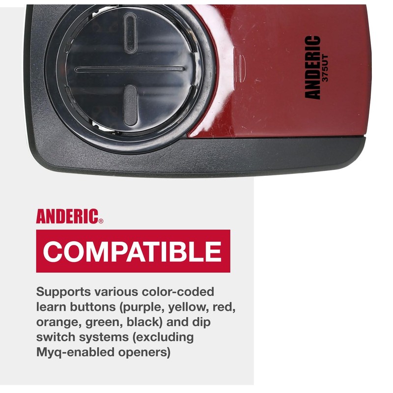 Anderic 375UT (2-Button) Universal Garage Door Opener Remote Control Compatible