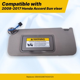 HHENGYISOUL Car Sun Visor for Honda Accord 2008-2017,Left Driver Side Sun Visor Replacement for Honda Accord 2008 2009 2010 2011 2012 2013 2014 2015 2016 2017,83280TA5A51ZA,Grey
