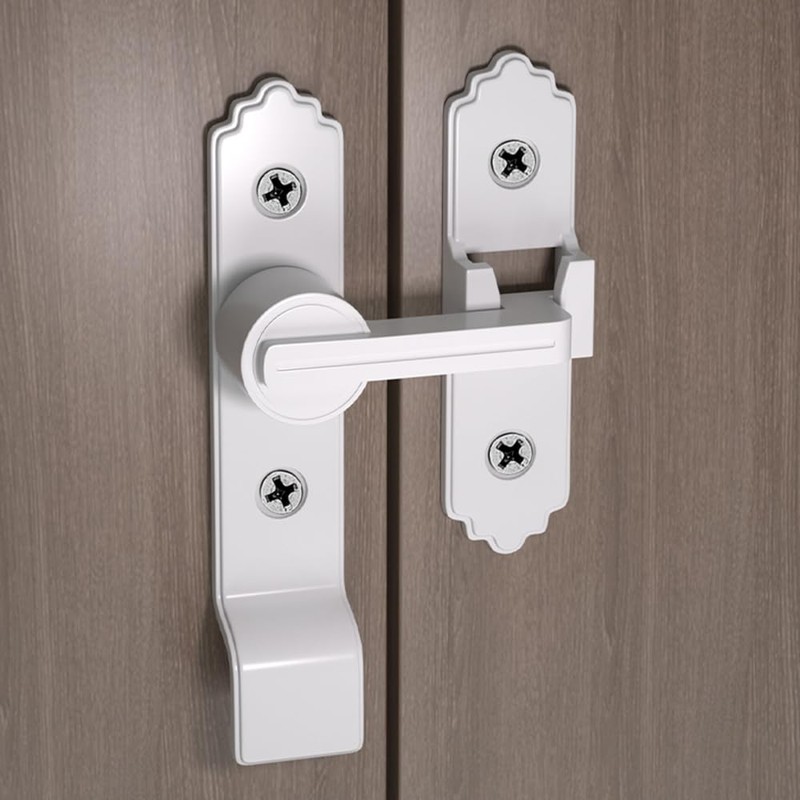 2 Packs 180 Degree White Barn Door Lock, Flip Gate