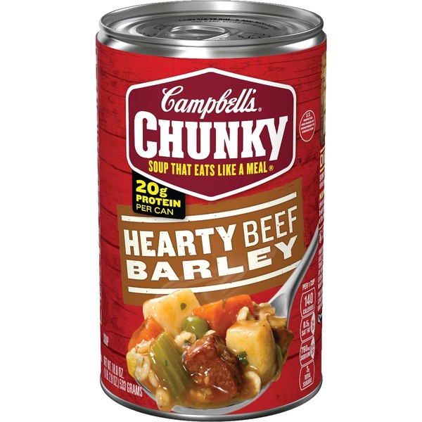 Campbell's Chunky Hearty Beef Barley Soup, 18.8 Ounce, Pack of 12