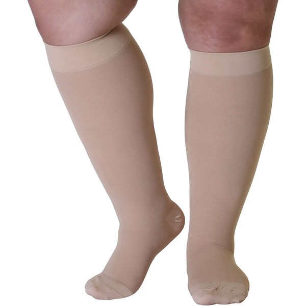 Mojo Compression Socks 6XL Plus Size Compression Stockings Extra Wide Calf Unisex - Closed Toe 20-30mmHg - XXXXXX-L Beige AB201BE9