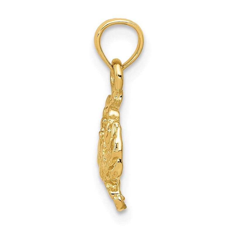 Solid 14k Yellow Gold Crab Pendant (11mm x 16mm)