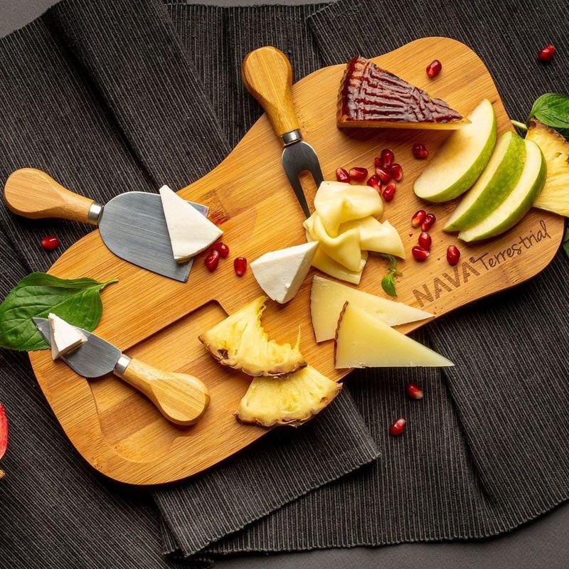 Nava Bamboo Cheese Board with 3 Cutting Sets
