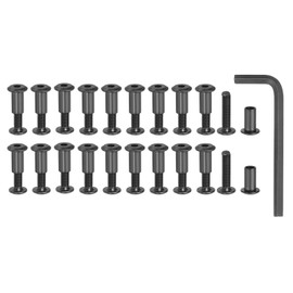 MECCANIXITY Hex Drive Socket Cap Bolt, 20 Set Binding Screw Posts Fit for 5/16"(8mm) Hole Dia Male M6 x 16mm Carbon Steel Binding Bolts with Wrench for Leather Scrapbook, Black Oxide