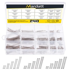 Mardatt M362 240 Pcs 15 Sizes Compression Springs Assortment Kit Mini Stainless Steel Springs for Repairs with Case, OD 4mm 5mm 6mm, 10-50mm Length, Wire Diameter 0.3mm, 0.4mm, 0.5mm