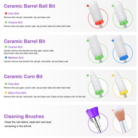 DMQ Nail Drill Bit Set, 21Pcs 3/32'' Ceramic Diamond Carbide Acrylic Nail Tools for Gel Nails, Electric Nail File Cuticle Remover Bits for Acrylic Gel Dip Powder - Nail Manicure Pedicure Tools