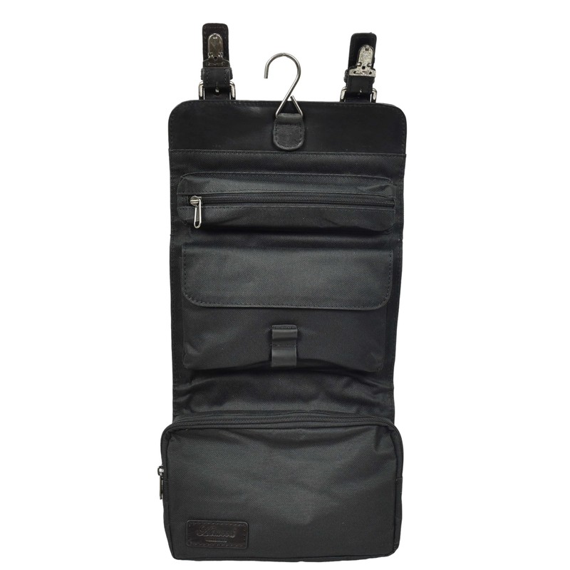 Real leather Hanging Toiletry Wash Bag for Mens Travel Shaving
