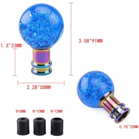 Torcarvh Gear Shift Knob Round Ball Shift Knob Crystal Transparent Bubble Gear Shifter Fit for Universal Manual Atomatic Transmission Vehicles (Dark Blue)