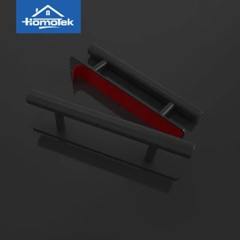 HOMOTEK 2 Pack Self-Adhesive Sliding Closet Door Handles Instant Self-Stick Cabinet Drawer Handles, Stick-On Kitchen Cabinet Pulls Furniture Handles- 5 Inch, No-Drill, Black