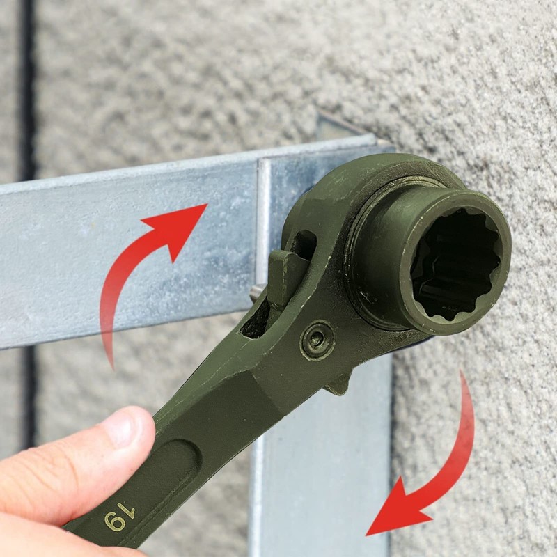 WEDO Scaffold Podger Ratchet Wrench,Double Side Socket Wrench,Quick Release 17x19mm