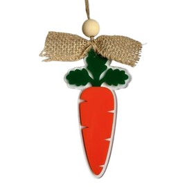 Rustic Carrot Easter Ornament, Burlap Bow, Farmhouse Spring Basket Tag Decoration