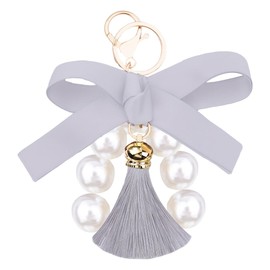 Bow Pearl Bag Charm for Tote Bag Wallet Keychain for Backpack Purse Tassel Keychain for Shoulder Bag Handbags Tassels Charms for Bags Tote Bag Bow Tassel Keychains for Crossbody Bag