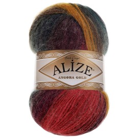 20% Wool 80% Acrylic Soft Yarn Alize Angora Gold Batik Thread Crochet Lace Hand Knitting Turkish Yarn Lot of 4skn 400gr 2408yds Color Gradient (3368)