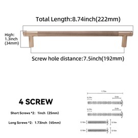 BUKOBYHE 10 Pack 7.5 Inch Champagne Bronze Kitchen Cabinet Handles Knurled Cabinet Pulls Drawer Pulls Cabinet Hardware