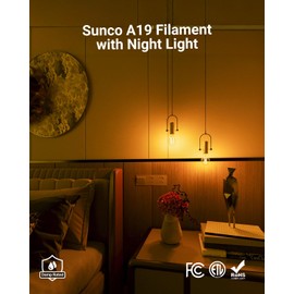 Sunco 4 Pack Edison Bulbs LED Vintage Light Bulbs, Filament Night Light Bulbs, Antique Spiral Bulb for String Lights, 800 LM, 8W=60W, 2700K Soft White (2000K Amber Glow), Dimmable, E26 Base, ETL.