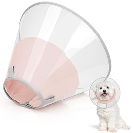 Supet Dog Cone Collar to Stop Licking with Soft Pad, Clear Elizabeth Recovery Collar after Surgery, Neutering, Injury, Pet Head Cone Alternative for Large, Medium, Small Dogs (Pink,XS)