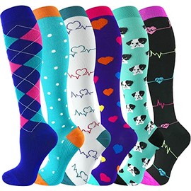 Bropite Compression Socks for Women & Men Circulation - 6 Pairs 20-30mmhg Support Copper compression Socks，Suit for Athletic, Nurses, Pregnancy, Flight, Traveling