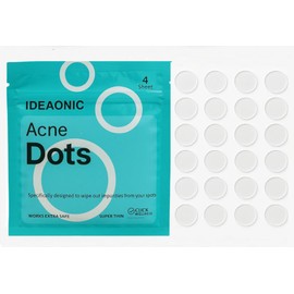 Acne Dots - Acne Patches Translucent Hydrocolloid Pimple Patch Spots, Treatment Sticker for Face and Body | IDEAONIC (96 Dots, (24 Dots per sheet x 4) (1 Pack))