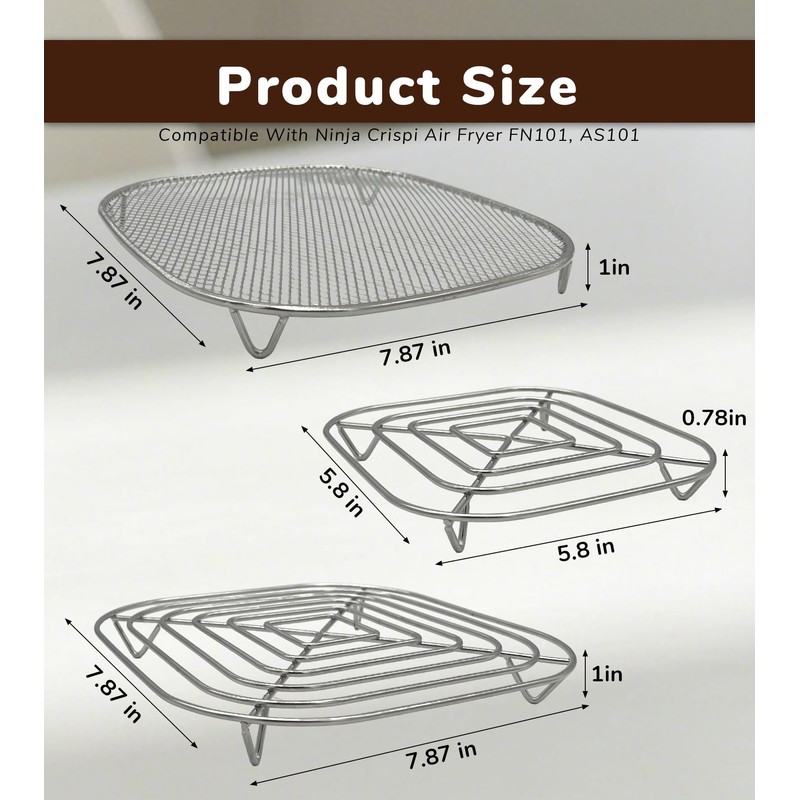 3 Pcs Crisper Tray and Rack Set Compatible with Ninja