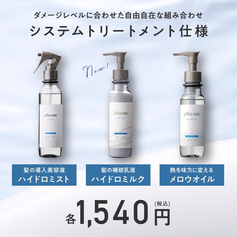 plus eau Hydro Milk, Unscented Hair Milk, Non-Rinsing Treatment, Serum,