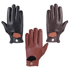 REAL EMPIRE Classic English Leather Driving Gloves Chauffeur Dress Gloves (BLACK, X-LARGE)