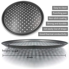woojfcang Pizza Tray for Oven Non Stick, 10 inch Round Perforated Pizza Baking Tray, Carbon Steel Pizza Pans with Holes, Fridge and Freezer Safe
