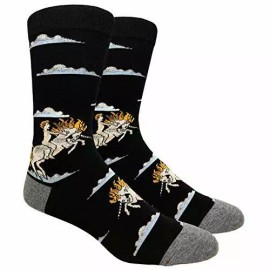 Tango11s Novelty Fun Crew Print Socks for Dress or Casual (Unicorn #75B)
