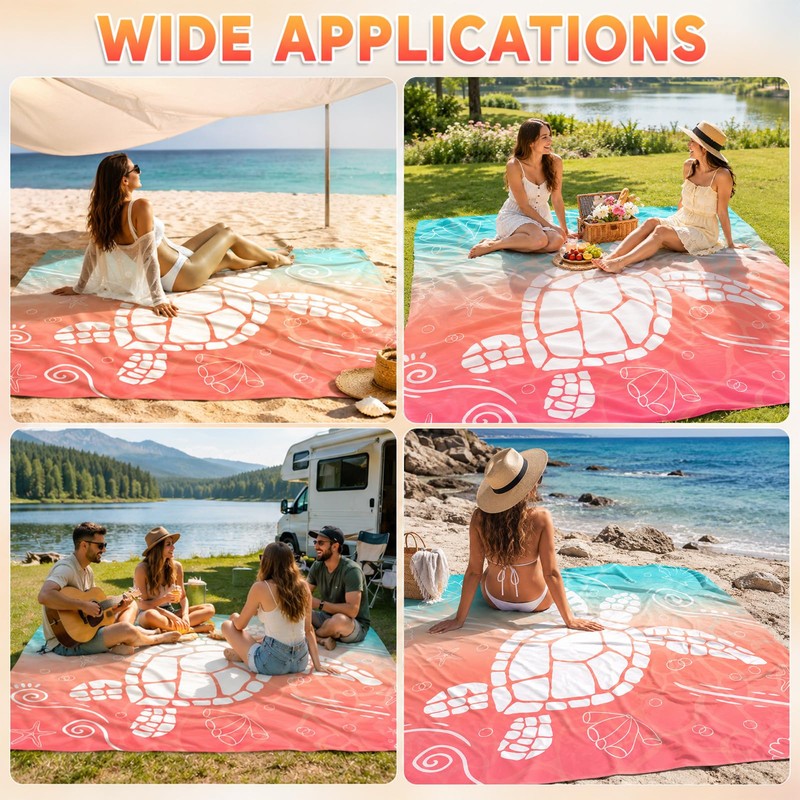 Beach Blanket Waterproof Sandproof 8 X 7 Ft Beach Mat
