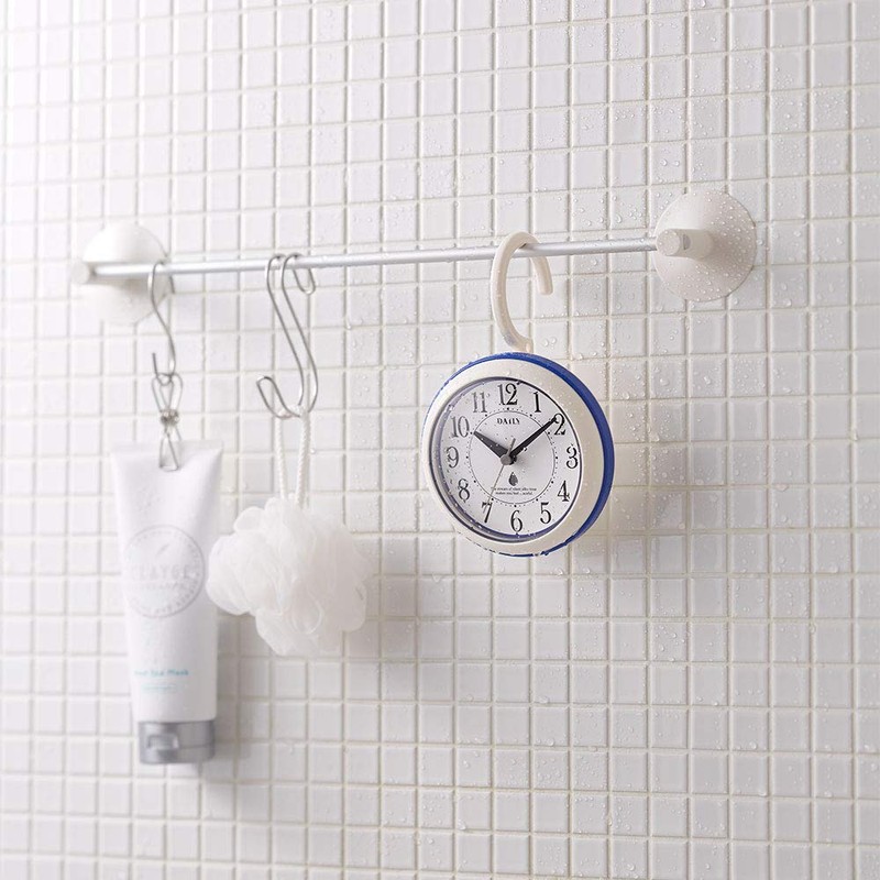 Rhythm Wall Clock, Bath Clock, Splashproof, Dustproof, Blue/White, Diameter 4.6