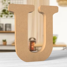 Aruatu 12 Inch Balsa Wooden Letters Unfinished Wood Letter for Wall Decor Decorative Standing Letters for Wall Decoration for Craft Home Party Projects (U)