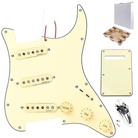 Ogdni Prewired Loaded Pickguard, Pickguard Guitar 3-Ply SSS Prewired Loaded Pickguard with Alnico V Pickups Kit Humbucker Pickups for Stratocaster/Strat Electric Guitars Replacement Parts (101A)