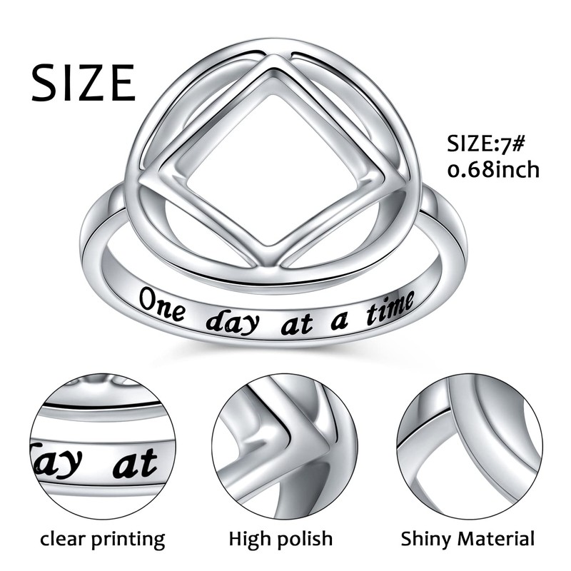 DAOCHONG Sobriety Rings for Women Sterling Silver NA Narcotics Anonymous