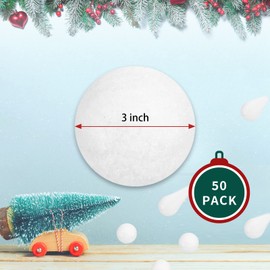 50 Pack Fake Snowballs for Kids Indoor and Outdoor, 3 inch Christmas Snow Balls for Fights, Fake Snow Toys for Winter Holiday Toss Game