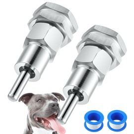 Hohean 2 Pcs Stainless Steel Automatic Water Drinker 1/2'' 3/4'' Automatic Nipple Drinking Waterer Brass Water Tank Connector with Hole Opener and Plumber's Tape for Dogs and Other Pets