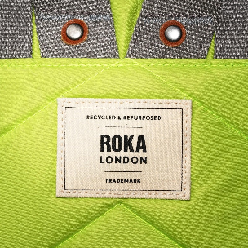 Roka London Canfield B Small Recycled Nylon Lime Backpack