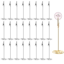 Slzhds 24 Pcs Porta Nombres para Mesa, Soportes para Números de Mesa, Doradas para Tarjetas de Números de Mesa boda, Clips para Notas de Menú, para Bodas Aniversario, Fiesta Día de San Valentín