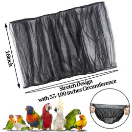 RAINFLOW Bird Cage Cover - 2 Pcs Bird Cage Seed Catcher Bird Net Bird Cage Skirt Nylon Nesh Bird Cage Net for Round Square Canary Parakeet Cockatiel Pigeon Budgie Quail Large Tall Big Bird Cage