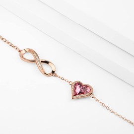 Beutirer Infinity Bracelets for Womens, Love Heart Bracelet for Women, 18K White/Rose Gold Bracelet, Ladies Bracelets Gifts for Her Birthday Mum Wife Anniversary