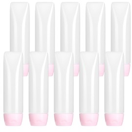 WXOIEOD 10 Pack 1 oz Travel Bottles, Tsa Approved Empty Toothpaste Tubes Refillable Plastic Mini Squeeze Bottle for Liquids Toiletries Lotion Skincare Shampoo Cosmetic Dispenser, BPA Free, Clear