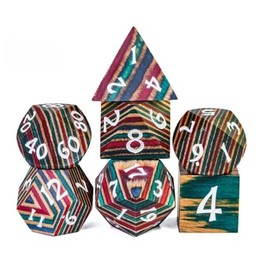 Wood Polyhedral Dice Set for Dungeons & Dragons DND (Rainbow)