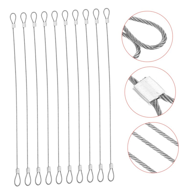 Ciieeo 20pcs Stainless Steel Safety Cables with Loops Antidrop Design
