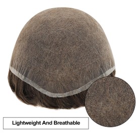 Topunique Mens Swiss Lace Toupee - #18 Medium Ash Blonde 8x10 Inch Size Single-Knotted Invisible Hairline Remy Human Hair System for Men