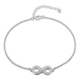 Gorgeous elegant INFINITY/Bow ANKLET with DIAMANTES, STERLING SILVER Ankle bracelet will include pretty gift box