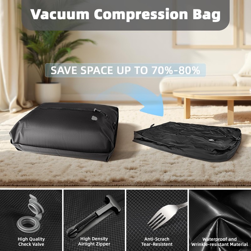 Luvan Vacuum Bags for Travel, black