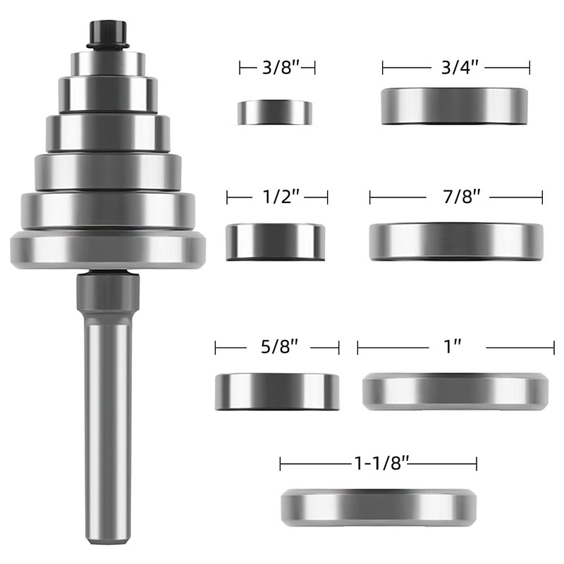 KOWOOD Rabbet Router Bit 1/4" Shank, 1-3/8" Height Multi-Slot Milling