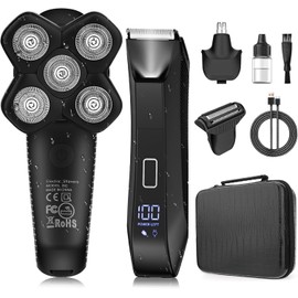 Manscape Body and Ball Trimmer for Men, Bald Head & Body Shaver, 3-in-1 Pubic Groin & Nose Hair Trimmer, Ball Shaver & Body Groomer, Electric Razors for Smooth Shaving, IPX7 Waterproof