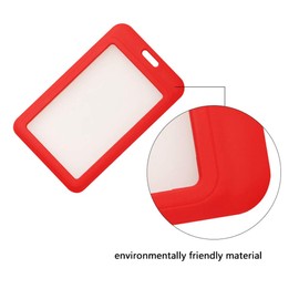 Vertical ID Card Badge Holder with Detachable Lanyard Heavy Duty Hard Plastic Name Tag ID Card Holder for Business Card Offices Supplies (Pink)